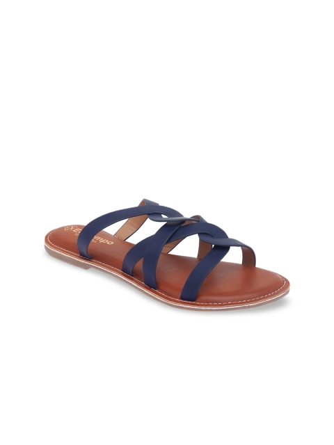 

Sole To Soul Women Blue & Brown Solid Open Toe Flats