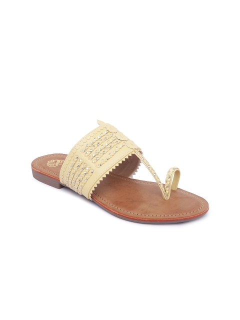 

Sole To Soul Women Yellow One Toe Flats with Laser Cuts