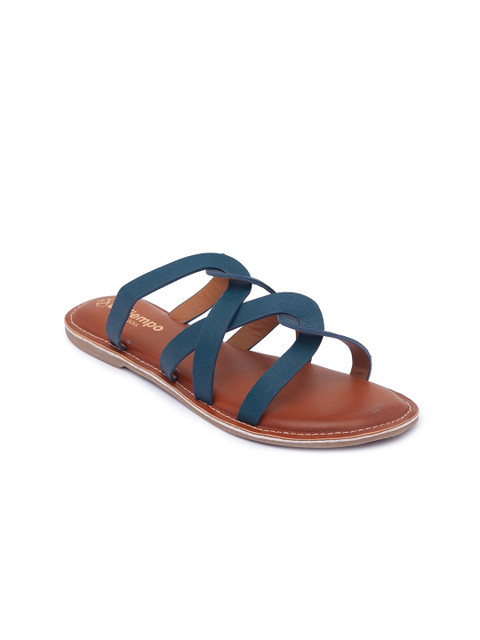 

Sole To Soul Women Teal Blue Open Toe Flats With Laser Cuts