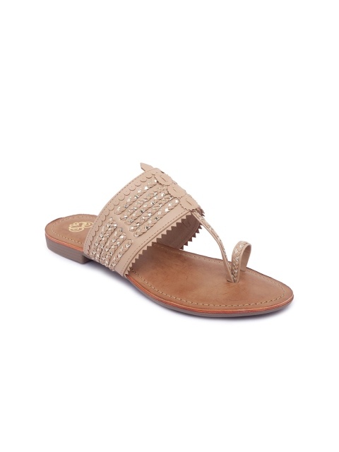 

Sole To Soul Women Beige & Tan One Toe Flats with Laser Cuts