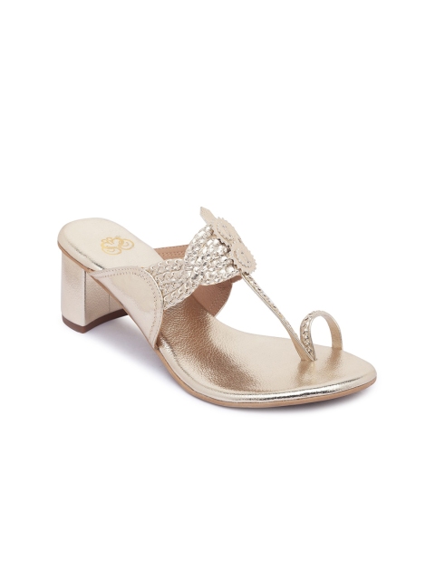 

Sole To Soul Women Gold-Toned Block Sandals