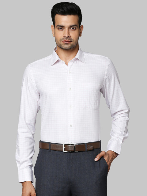 

Raymond Men Red Grid Tattersall Checked Regular Fit Pure Cotton Formal Shirt
