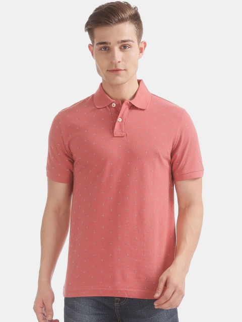 

Aeropostale Men Coral Printed Polo Collar T-shirt