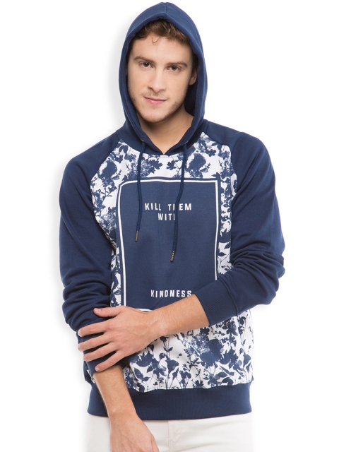 

LOCOMOTIVE Blue Floral Print Hooded Sweatshirt