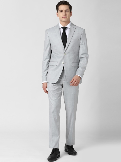 

Peter England Elite Men Grey Solid Slim-Fit Single-Breasted Two-Piece Formal Suit