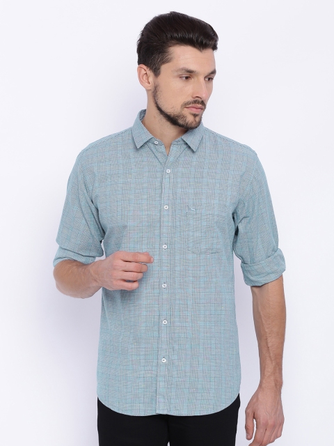 

Basics Men Blue Slim Fit Checked Casual Shirt