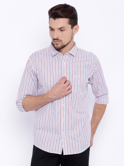 

Basics Men Red Striped Slim Fit Casual Shirt