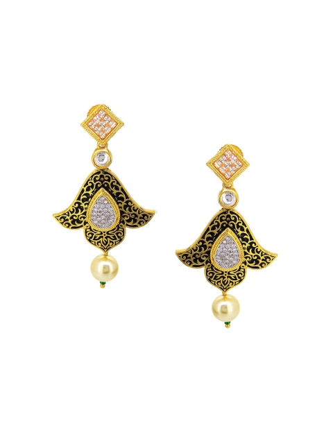 

Tistabene Gold-Toned & Black Contemporary Drop Earrings
