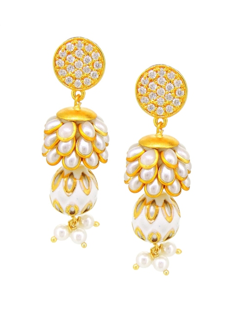 

Tistabene Gold-Toned & White Contemporary Drop Earrings