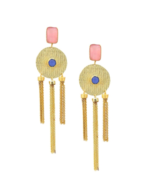 

Tistabene Gold-Toned & Blue Circular Drop Earrings