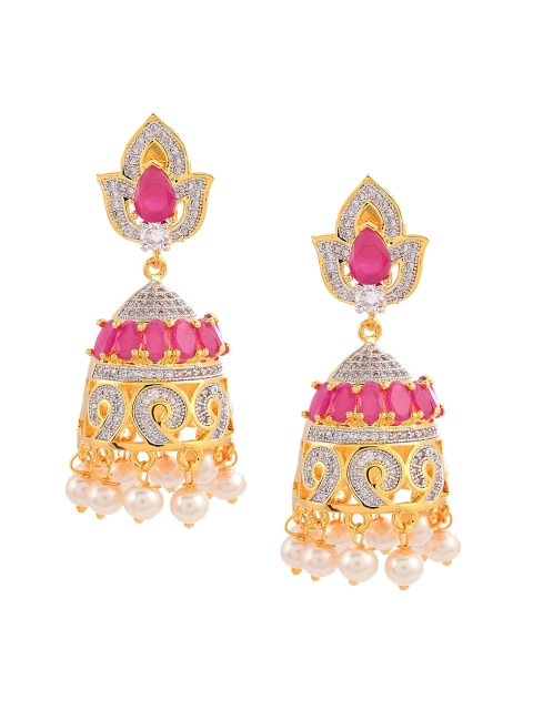 

Tistabene Pink Gold-Plated Contemporary Jhumkas Earrings