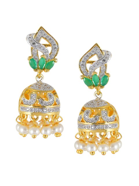 

Tistabene Green Contemporary Jhumkas Earrings