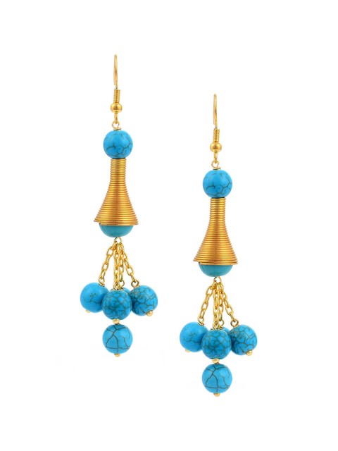 

Tistabene Blue Gold-Plated Contemporary Drop Earrings