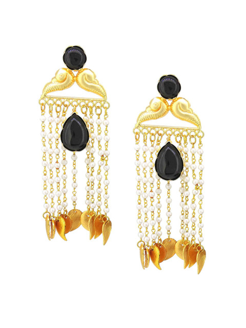 

Tistabene Black & Gold-Toned Contemporary Jhumkas Earrings