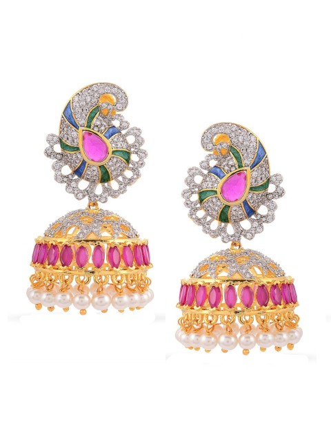 

Tistabene Gold-Plated & Pink Paisley Shaped Jhumkas