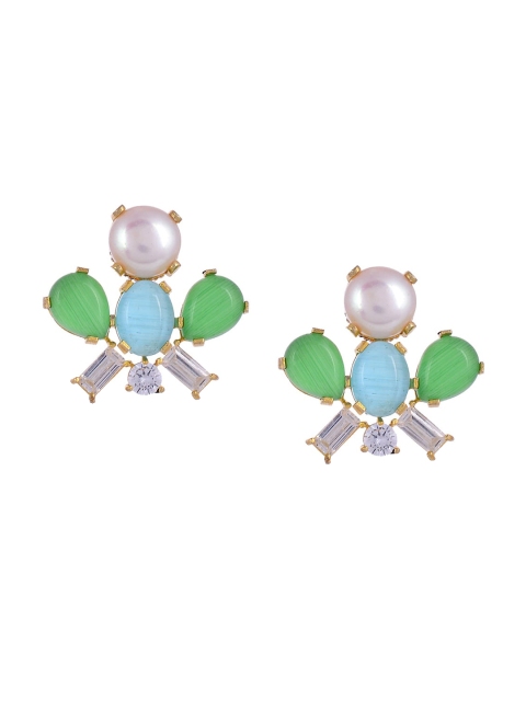 

Tistabene Gold-Plated & Green Contemporary Drop Earrings