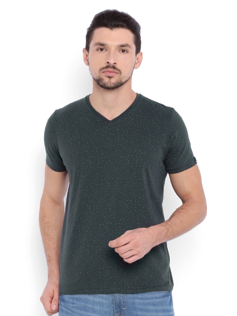 

Basics Men Grey Printed V-Neck Muscle Fit T-shirt