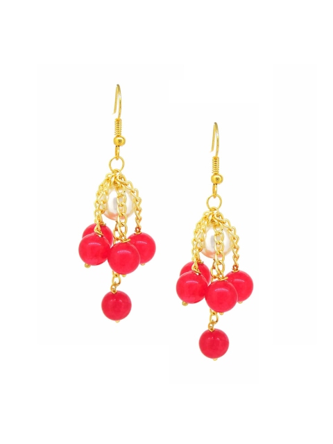 

Tistabene Red Contemporary Gold-Plated Drop Earrings