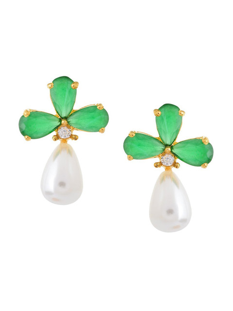 

Tistabene Green & White Contemporary Drop Earrings