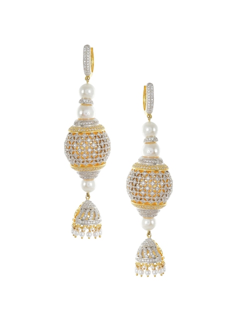 

Tistabene White Contemporary Jhumkas Earrings