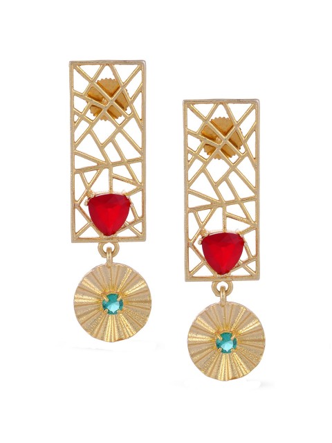 

Tistabene Green Contemporary Gold-Plated Drop Earrings