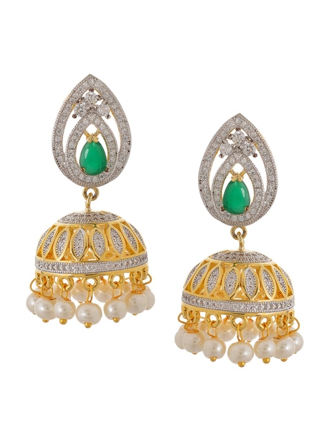 

Tistabene Green & Gold-Toned Classic Jhumkas Earrings