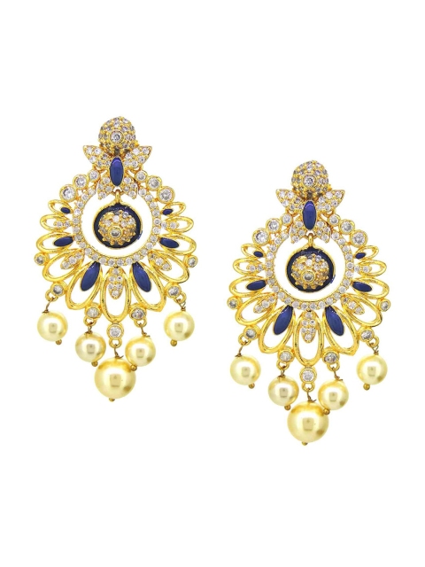 

Tistabene Gold-Plated & White Contemporary Drop Earrings