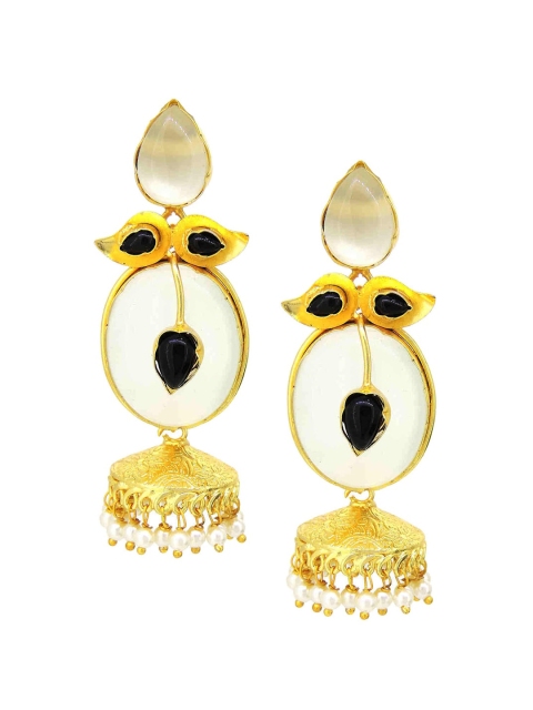 

Tistabene White & Gold-Toned Contemporary Jhumkas Earrings