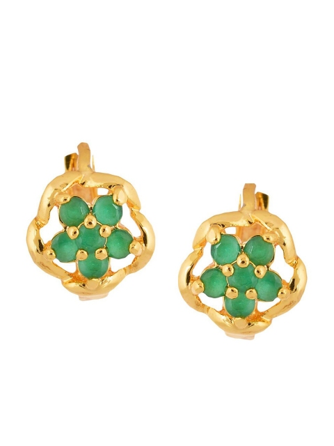 

Tistabene Green Gold-Plated Contemporary Stud Earrings