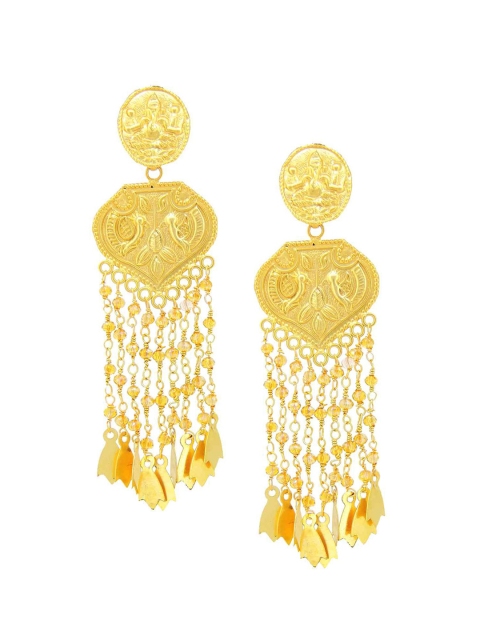 

Tistabene Yellow Contemporary Gold-Plated Drop Earrings