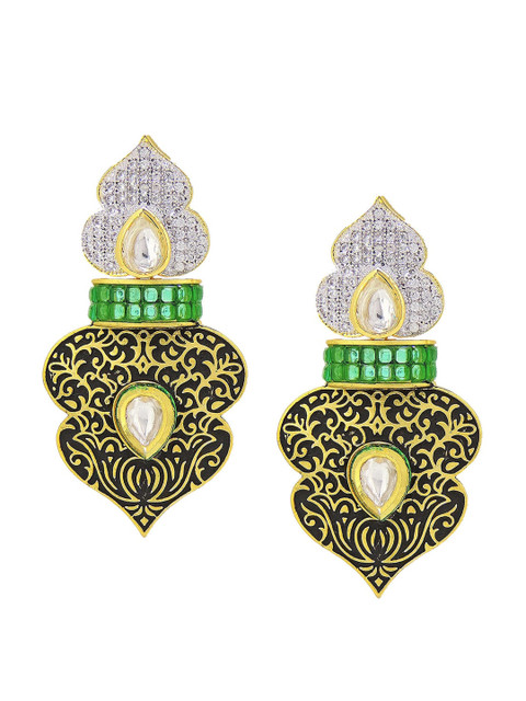 

Tistabene Green Contemporary Gold-Plated Drop Earrings