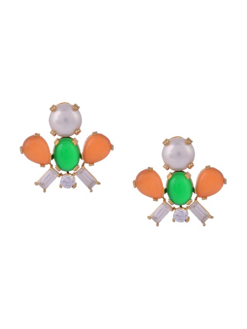 

Tistabene White & Orange Gold Plated Floral Studs