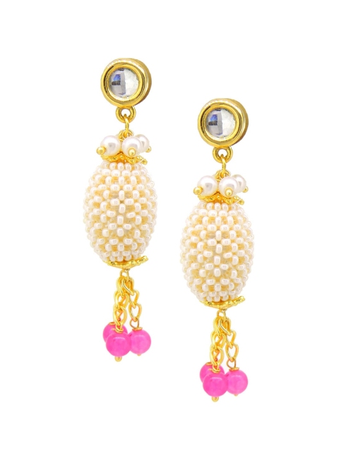 

Tistabene Gold-Plated & White Contemporary Drop Earrings