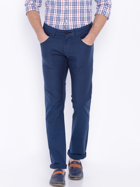 

Basics Men Blue Solid Skinny Fit Chino Trousers