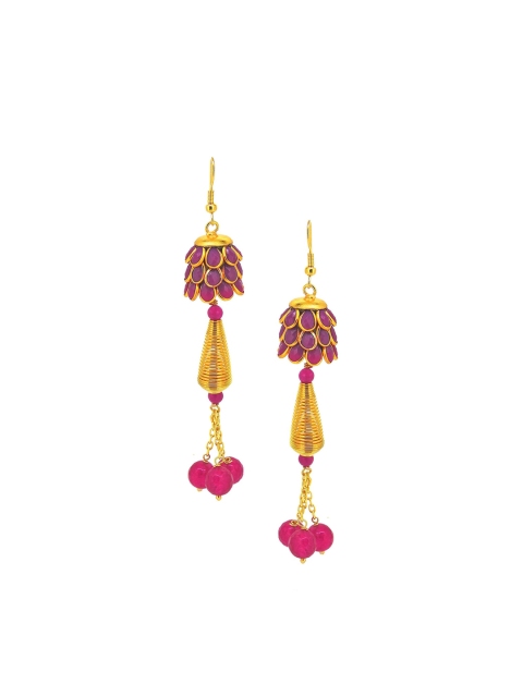 

Tistabene Purple & Gold-Toned Contemporary Drop Earrings