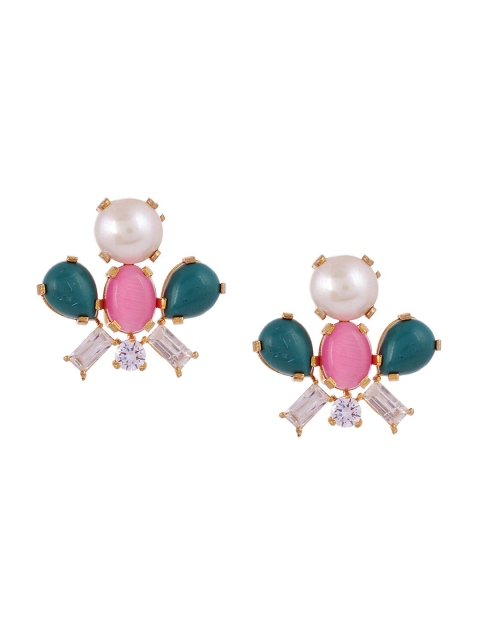 

Tistabene Green & Pink Contemporary Studs Earrings