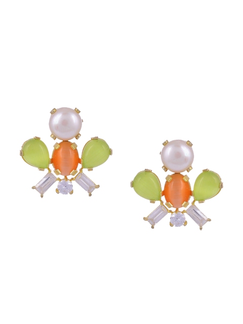 

Tistabene Gold-Plated Multicoloured Stoen-Studded Contemporary Studs Earrings, Multi