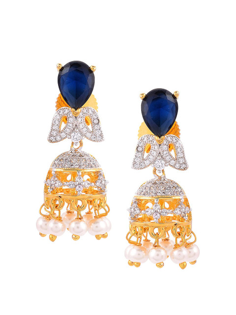 

Tistabene Blue Contemporary Gold-Plated Jhumkas Earrings