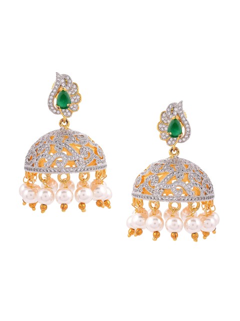 

Tistabene Gold Plated & Green Contemporary Jhumkas
