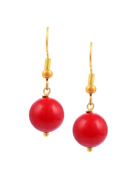 

Tistabene Red & Gold-Toned Contemporary Drop Earrings