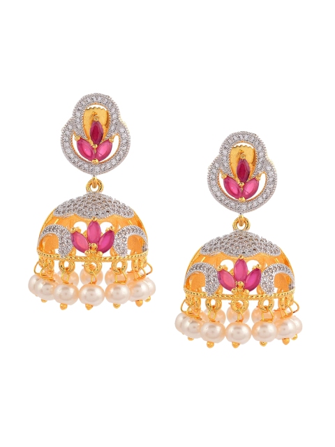 

Tistabene Gold-Plated & Pink Contemporary Jhumkas