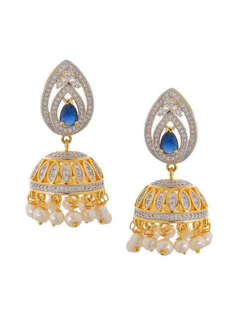 

Tistabene Gold-Plated & White Dome Shaped Jhumkas