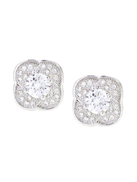 

Tistabene Silver-Plated & White Square Studs