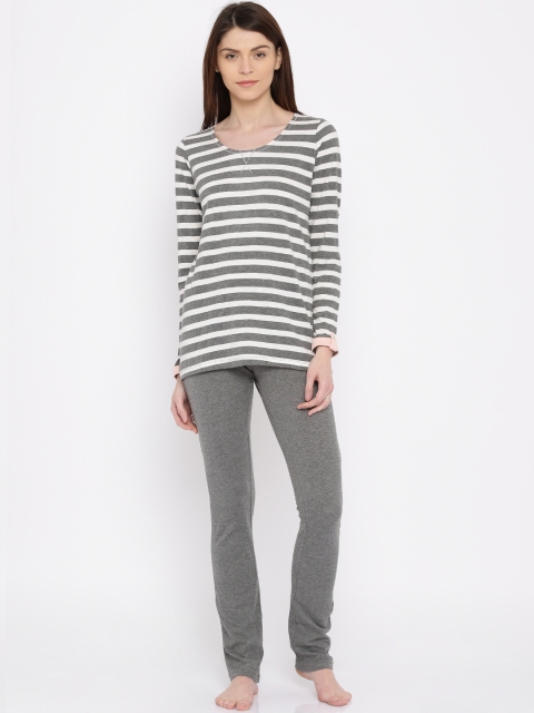 

Slumber Jill Grey & White Striped Lounge Set FWSJ711