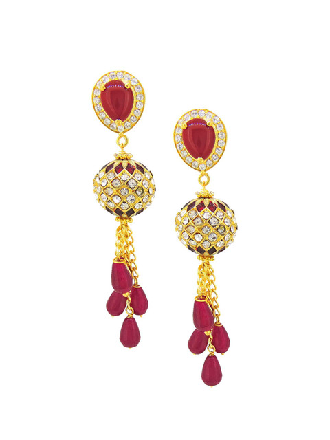 

Tistabene Gold-Plated & White Contemporary Drop Earrings