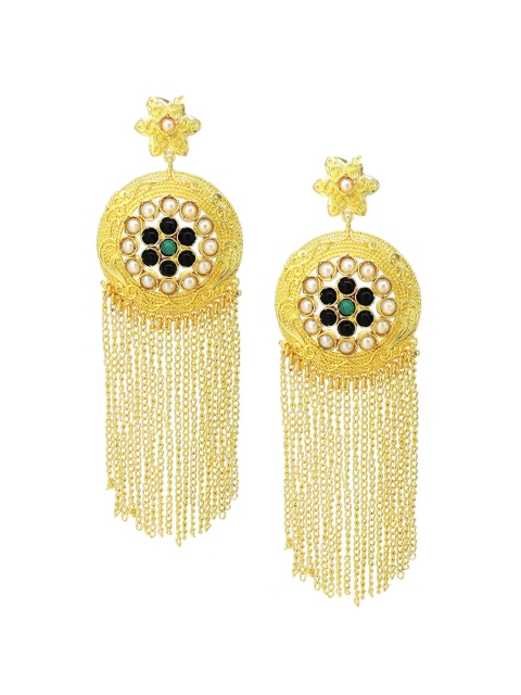 

Tistabene Gold-Plated Black & White Beaded Contemporary Chandelier Drop Earrings