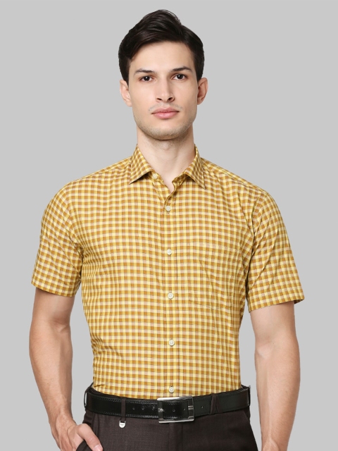 

Park Avenue Men Yellow Gingham Checked Formal Shirt