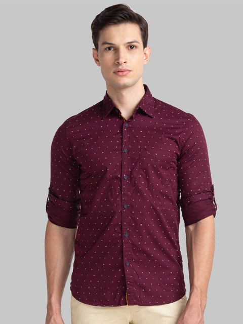 Parx Men Yellow Slim Fit Printed Casual Shirt
