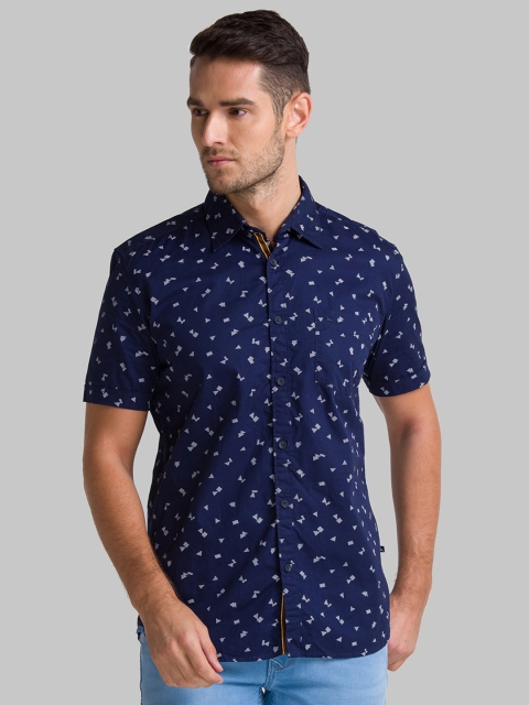 

Parx Men Blue Slim Fit Printed Casual Shirt