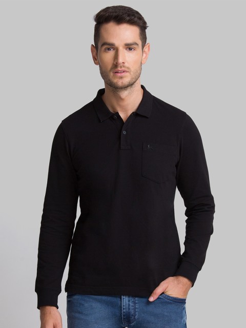 

Parx Men Black Polo Collar T-shirt